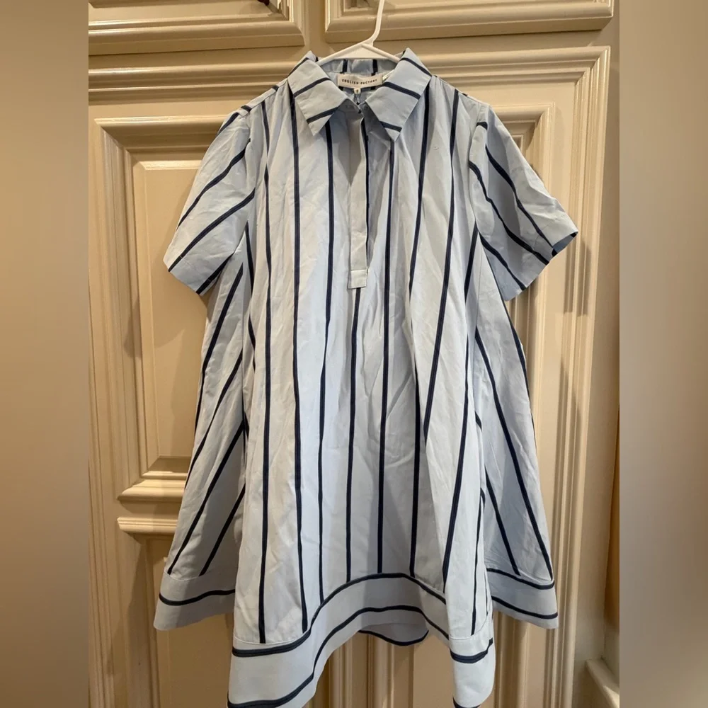 English Factory Stripe A-line Shirt Dress - Picture 1 of 2